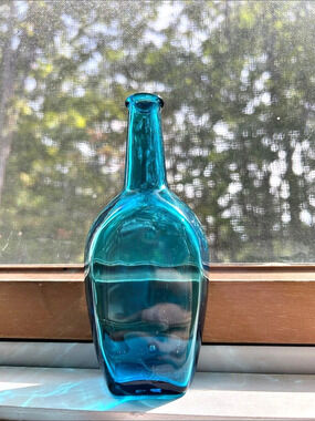 Vintage Blue Glass Bottle Japan